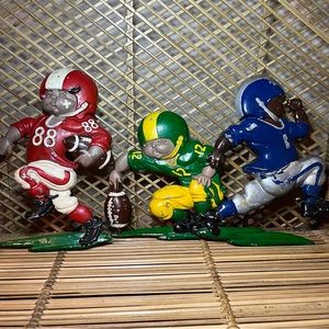 Vintage Homco 1976 metal wall art hanging football players sculptures decor Trio